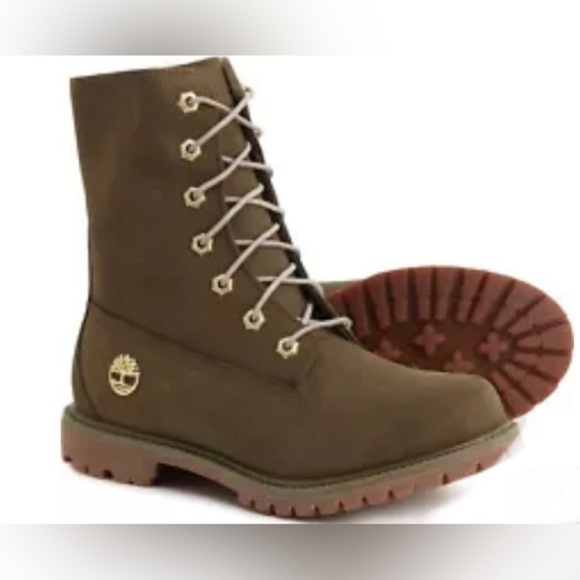 Timberland Teddy Fleece Fold-Down olive‎ green suede waterproof lace up boots - Picture 1 of 2